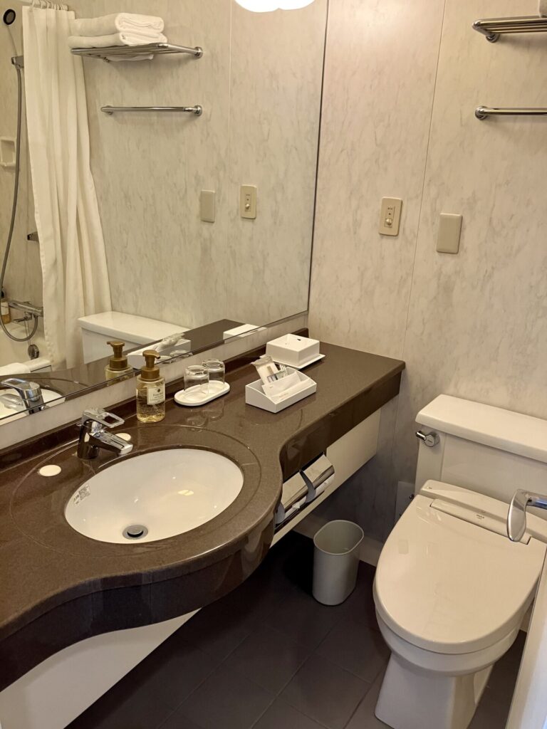 ホテルグランヒルズ静岡のスタンダードダブルルームのトイレ・洗面台