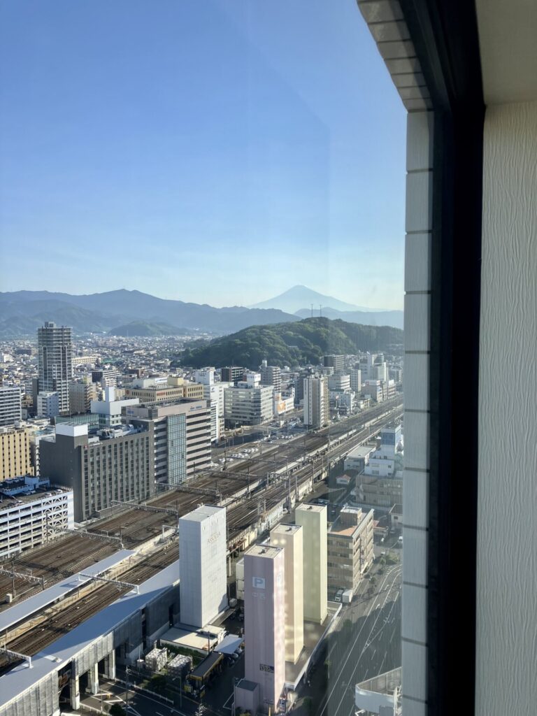 ホテルグランヒルズ静岡のスタンダードダブルルームから見える富士山